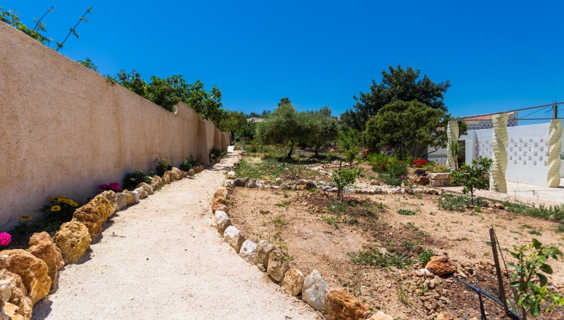 Garden pathway to patio